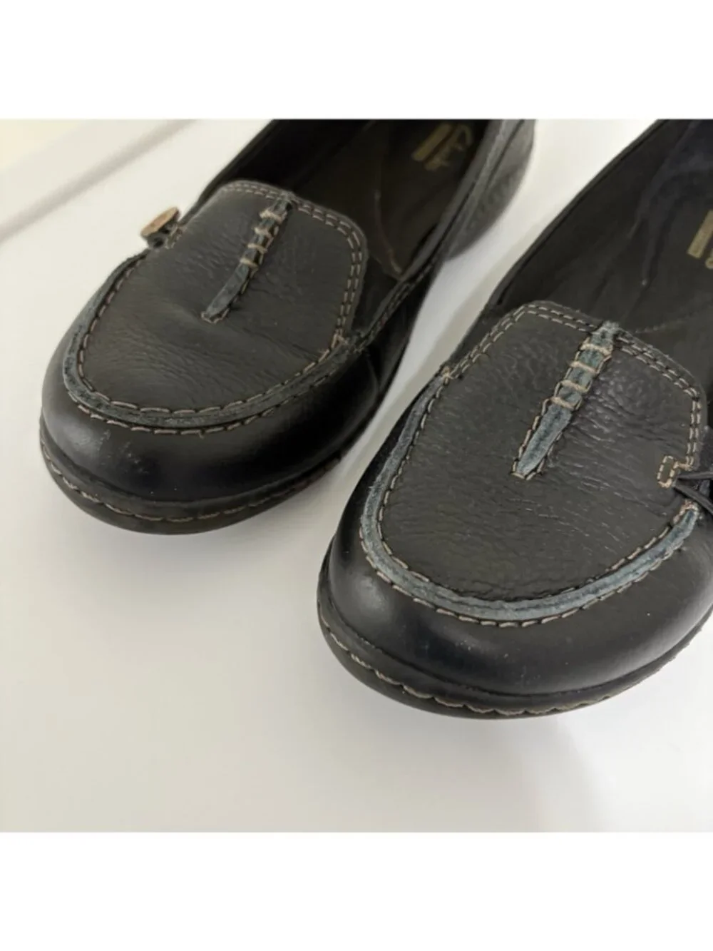Clarks Black Button Accent Slip On Loafers